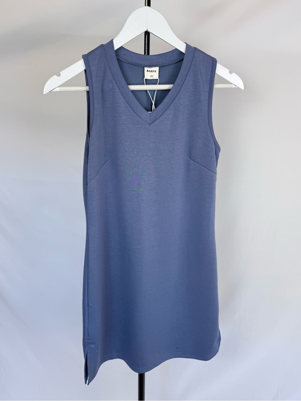 Sleeveless V-Neck Tunic Tank Top - Dusty Blue